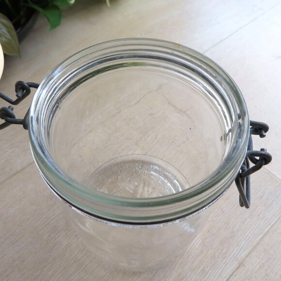 Hermetic Clear Glass Canister Jar 3/4L With Rubber Seal & Wire Hinged Lid Italy - Picture 4 of 15